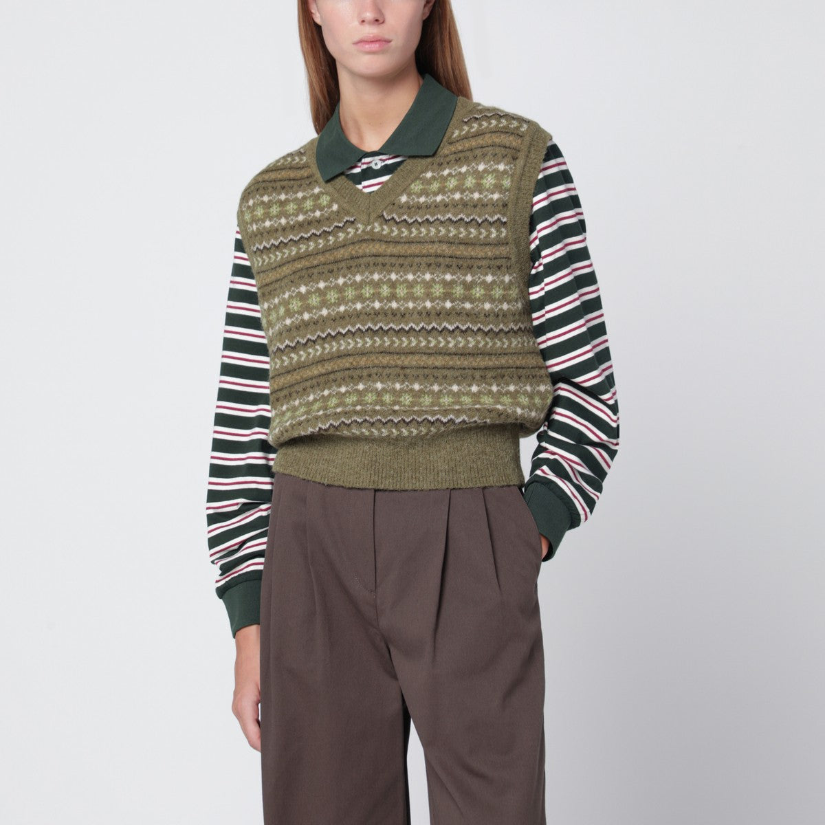 Dunst Olive green wool blend waistcoat Dunst