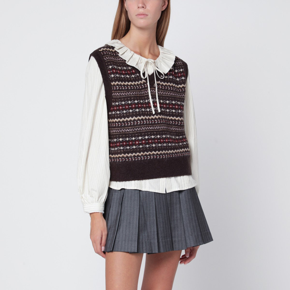 Dunst Brown wool blend waistcoat Dunst