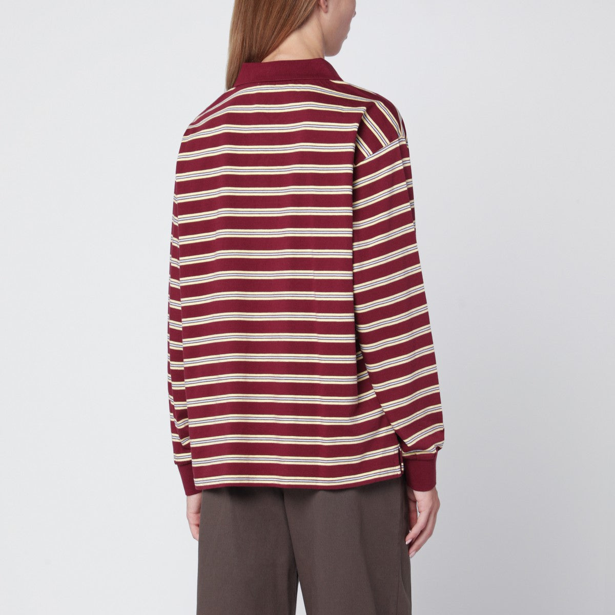 Dunst Burgundy striped cotton polo shirt Dunst