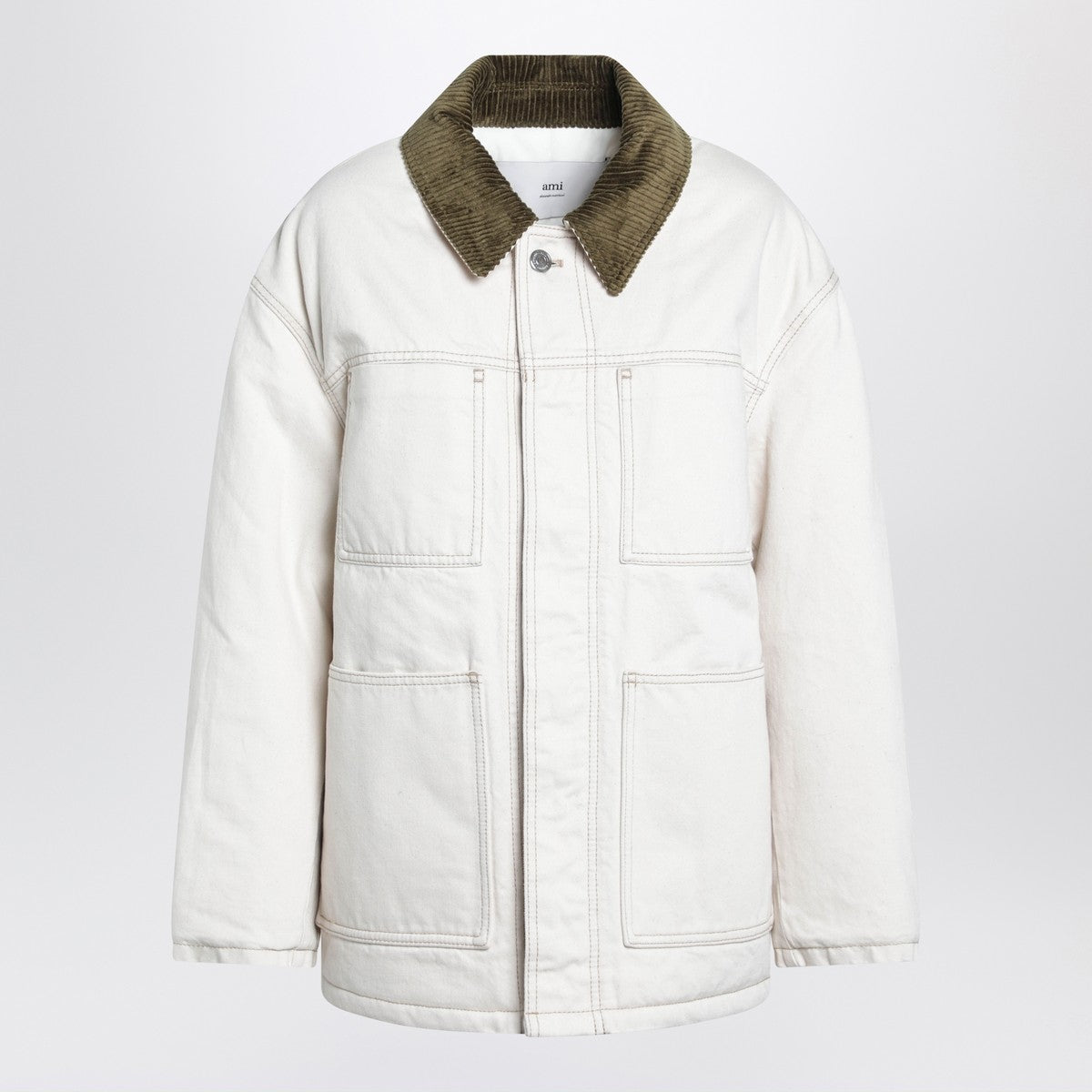 Ami Paris Ivory padded worker cotton jacket Ami Paris