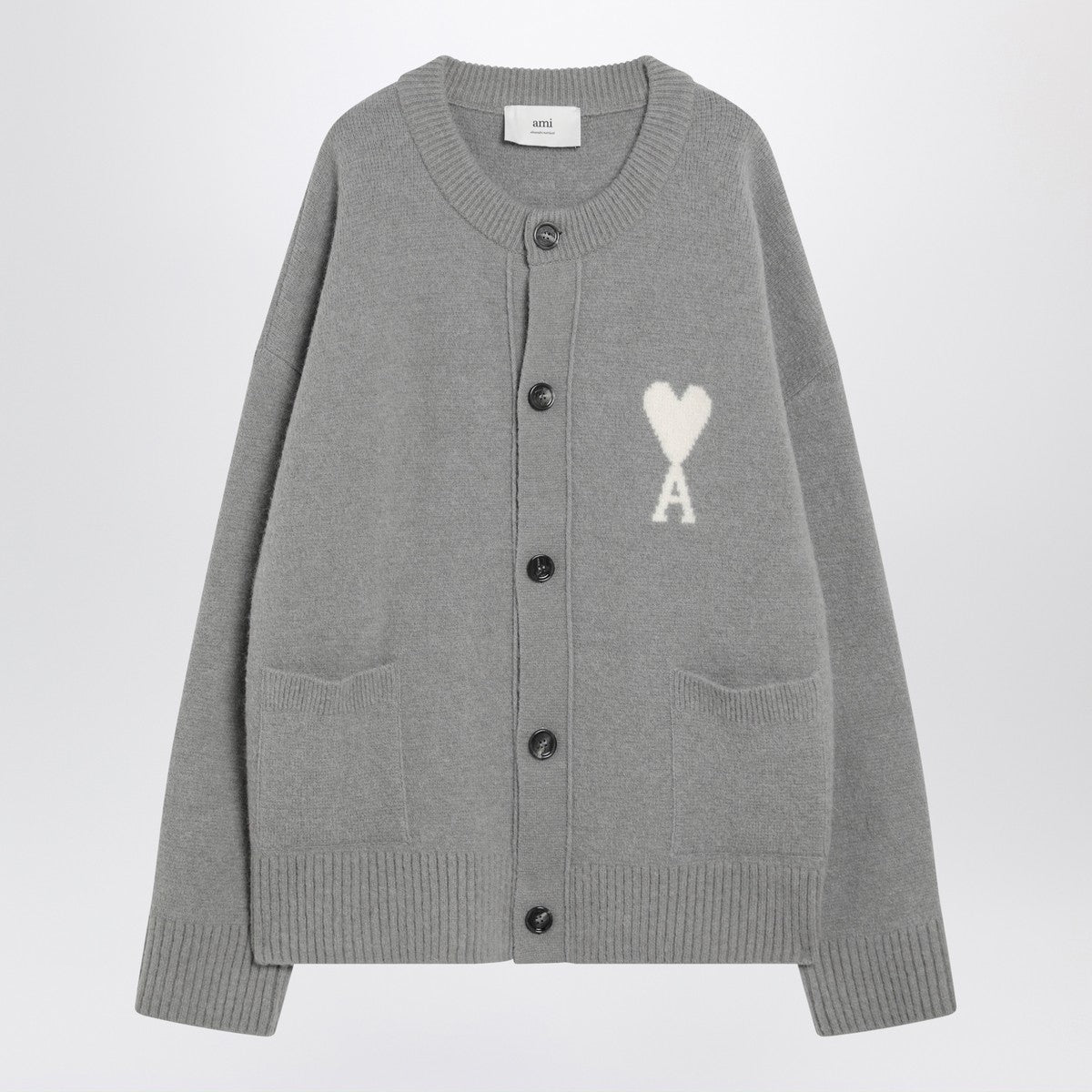 Ami Paris Grey wool cardigan Ami De Coeur Ami Paris