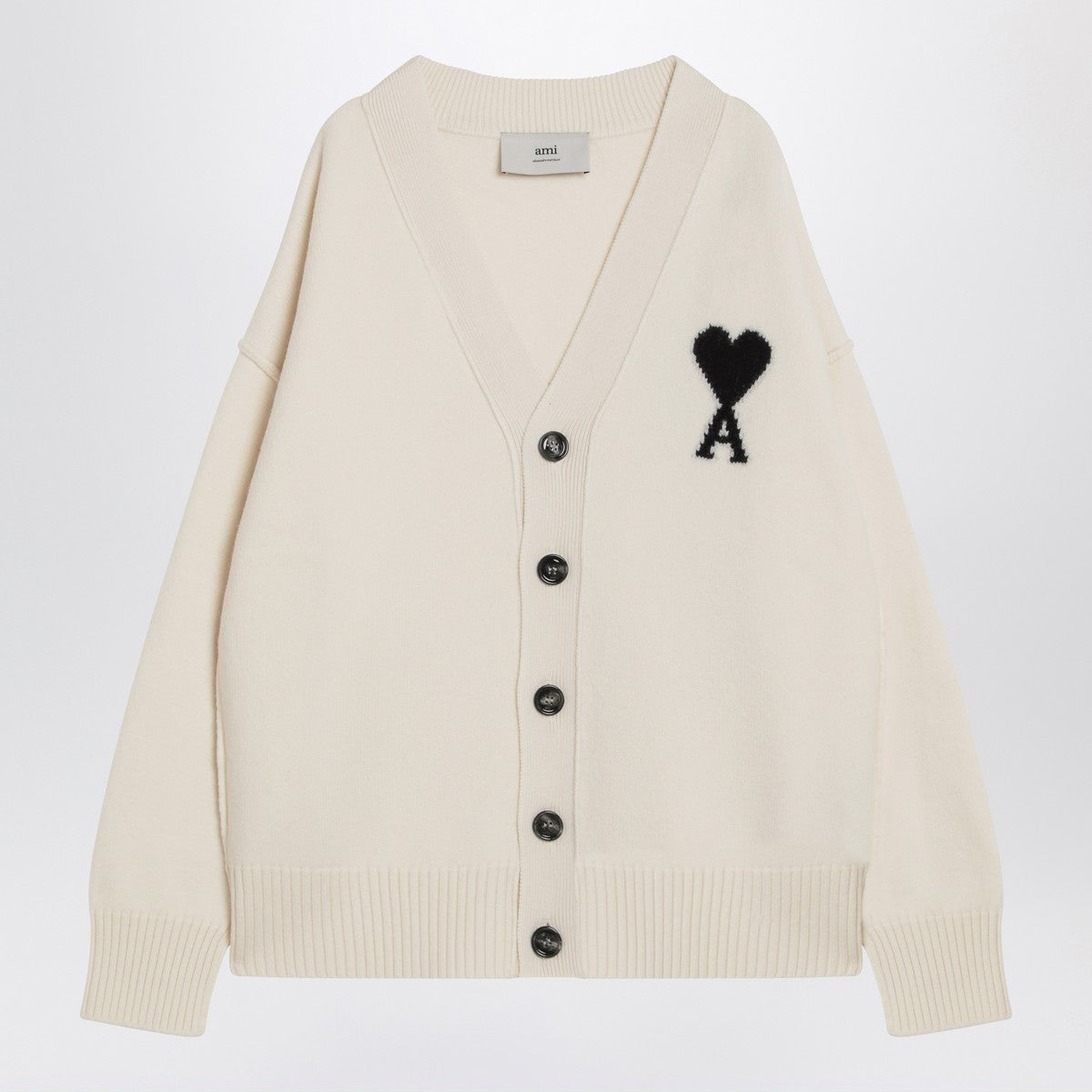 Ami Paris Ami De Coeur white wool cardigan Ami Paris