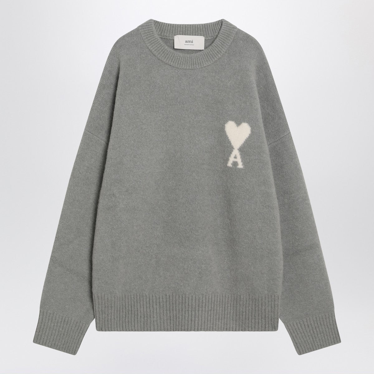 Ami Paris Grey wool blend sweater Ami De Coeur Ami Paris