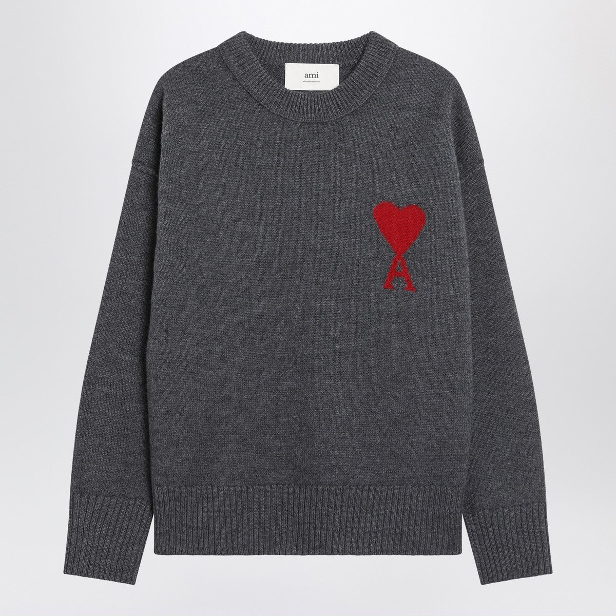 Ami Paris Grey Ami De Coeur wool sweater Ami Paris