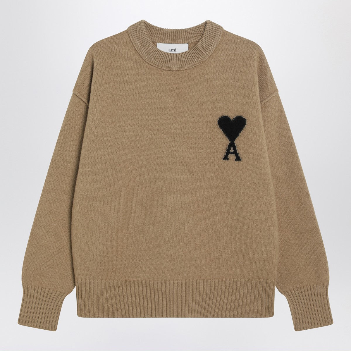 Ami Paris Camel Ami De Coeur sweater in wool Ami Paris