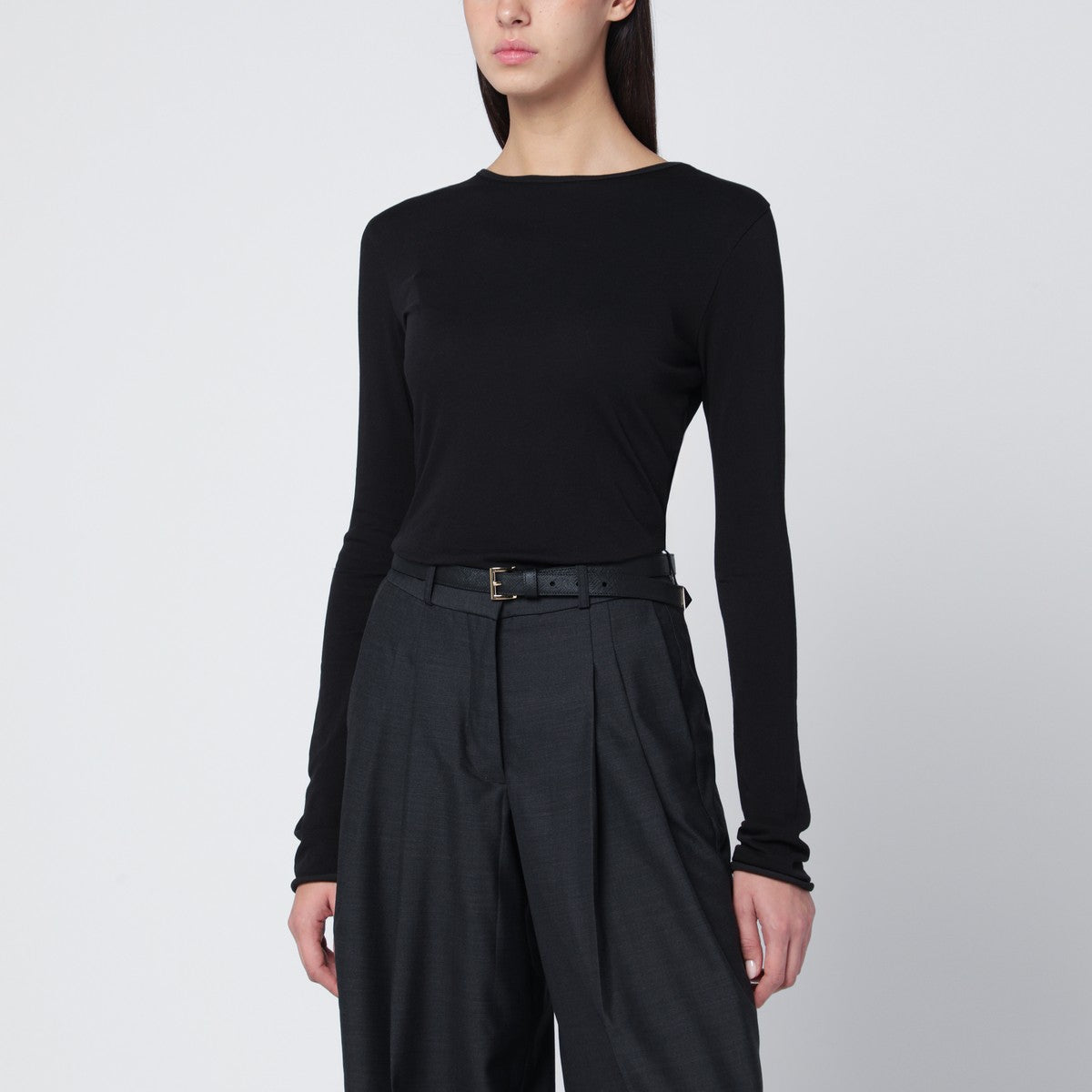 Entire Studios Black crewneck cotton-blend top Entire Studios