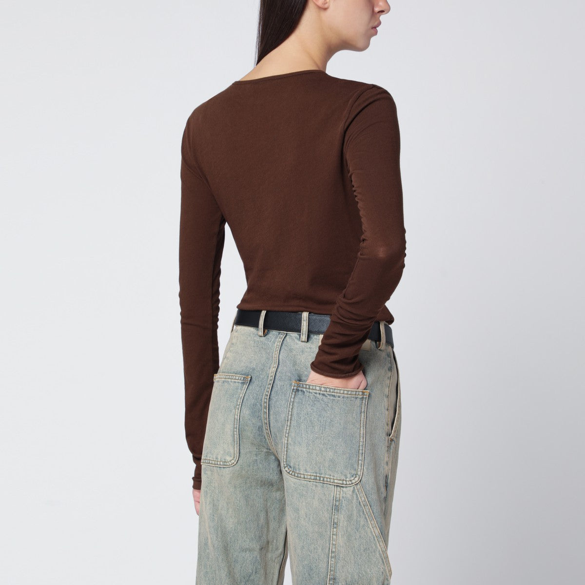 Entire Studios Brown crewneck cotton-blend top Entire Studios