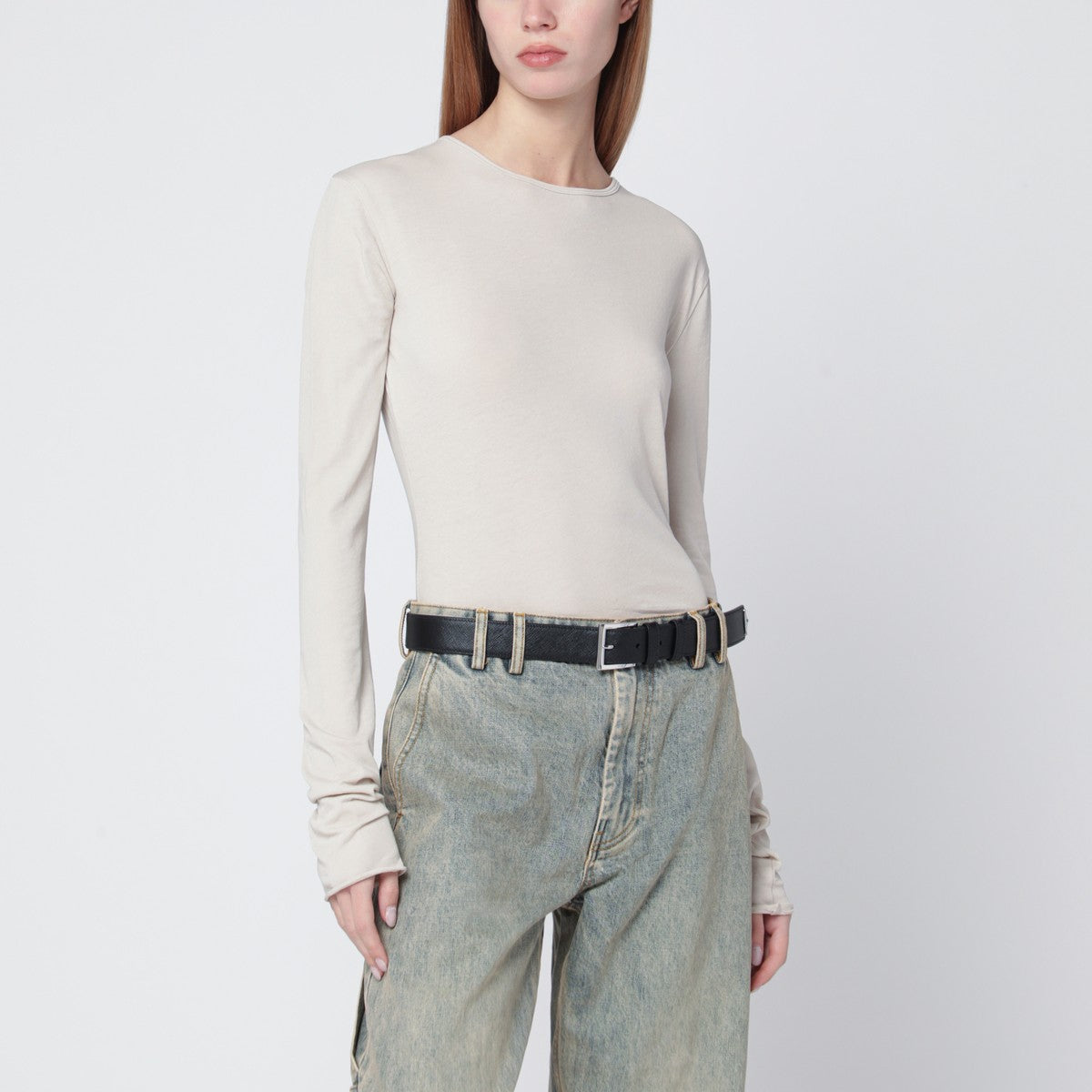 Entire Studios White crewneck cotton-blend top Entire Studios