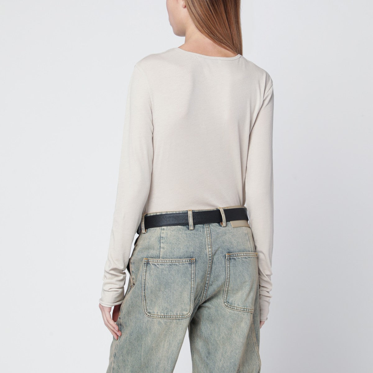 Entire Studios White crewneck cotton-blend top Entire Studios