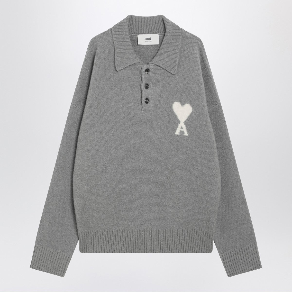 Ami Paris Ami De Coeur grey polo sweater Ami Paris