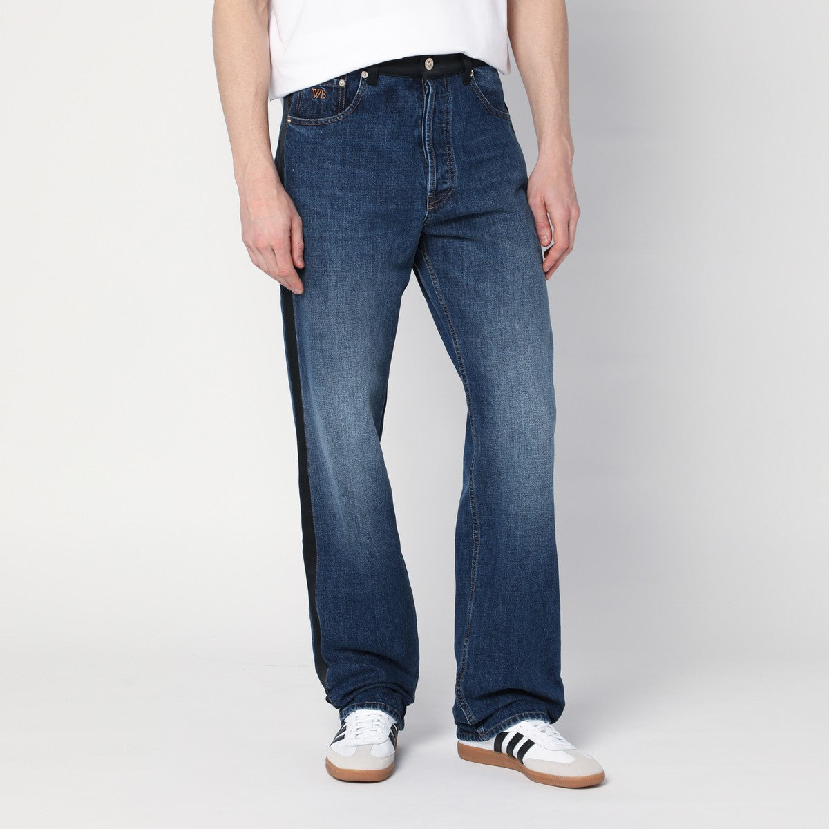 Wales Bonner Washed-out indigo blue jeans Wales Bonner