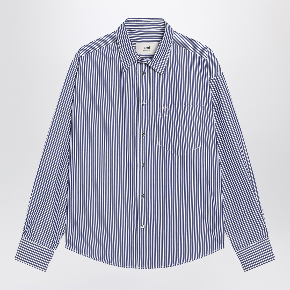 Ami Paris Ami De Coeur striped shirt in white and blue Ami Paris