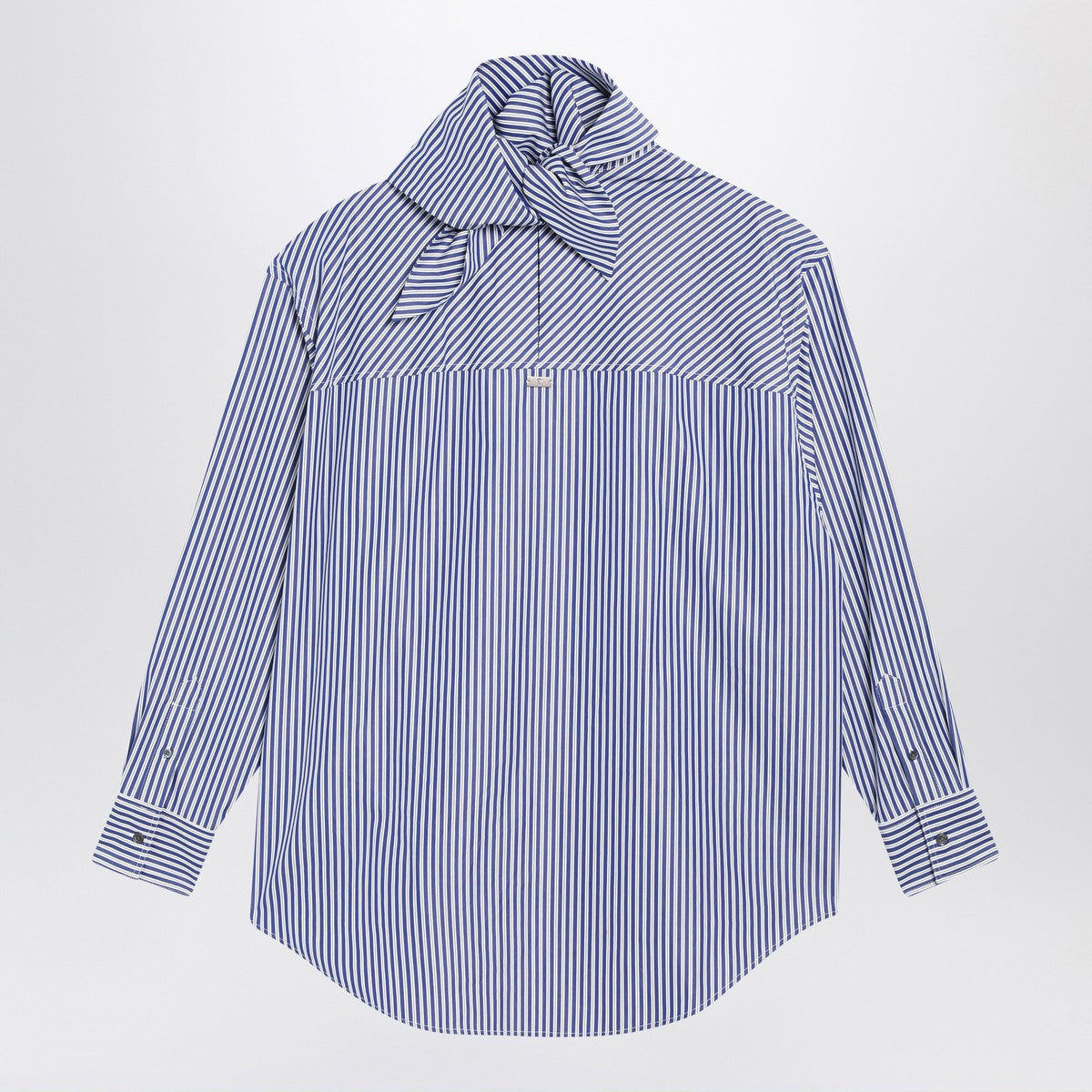 Ami Paris Blue striped poplin shirt with scarf Ami Paris