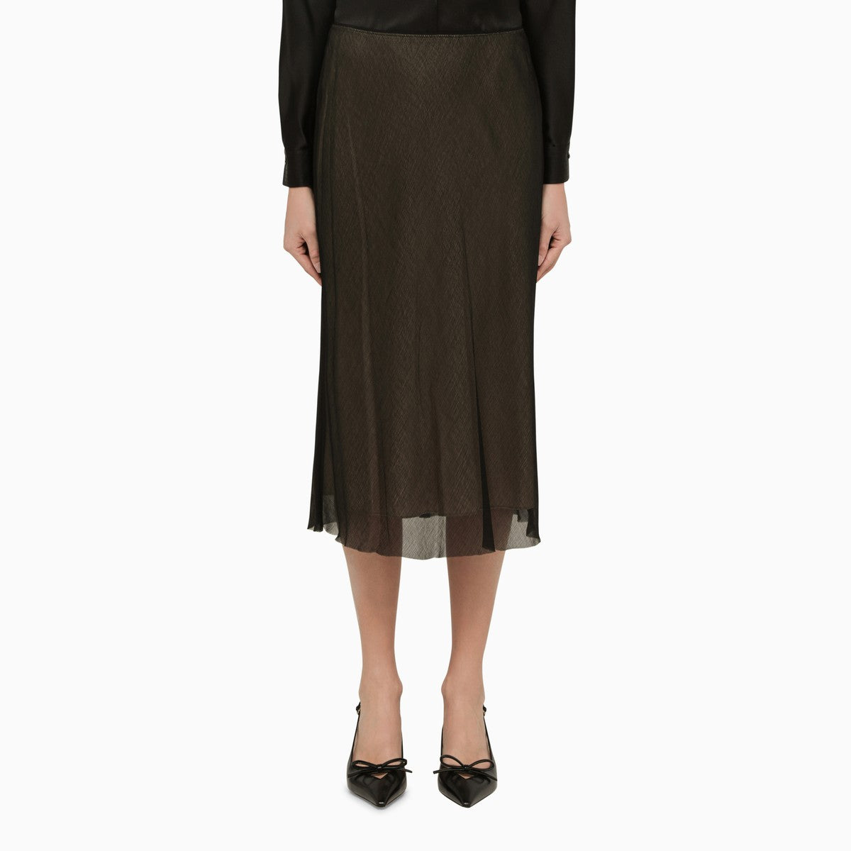 Vince Black and beige viscose midi skirt Vince
