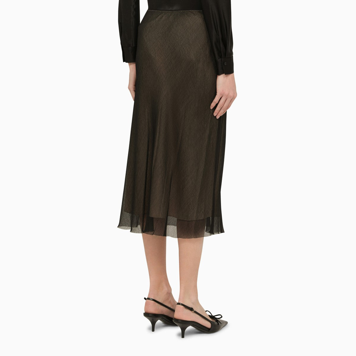 Vince Black and beige viscose midi skirt Vince