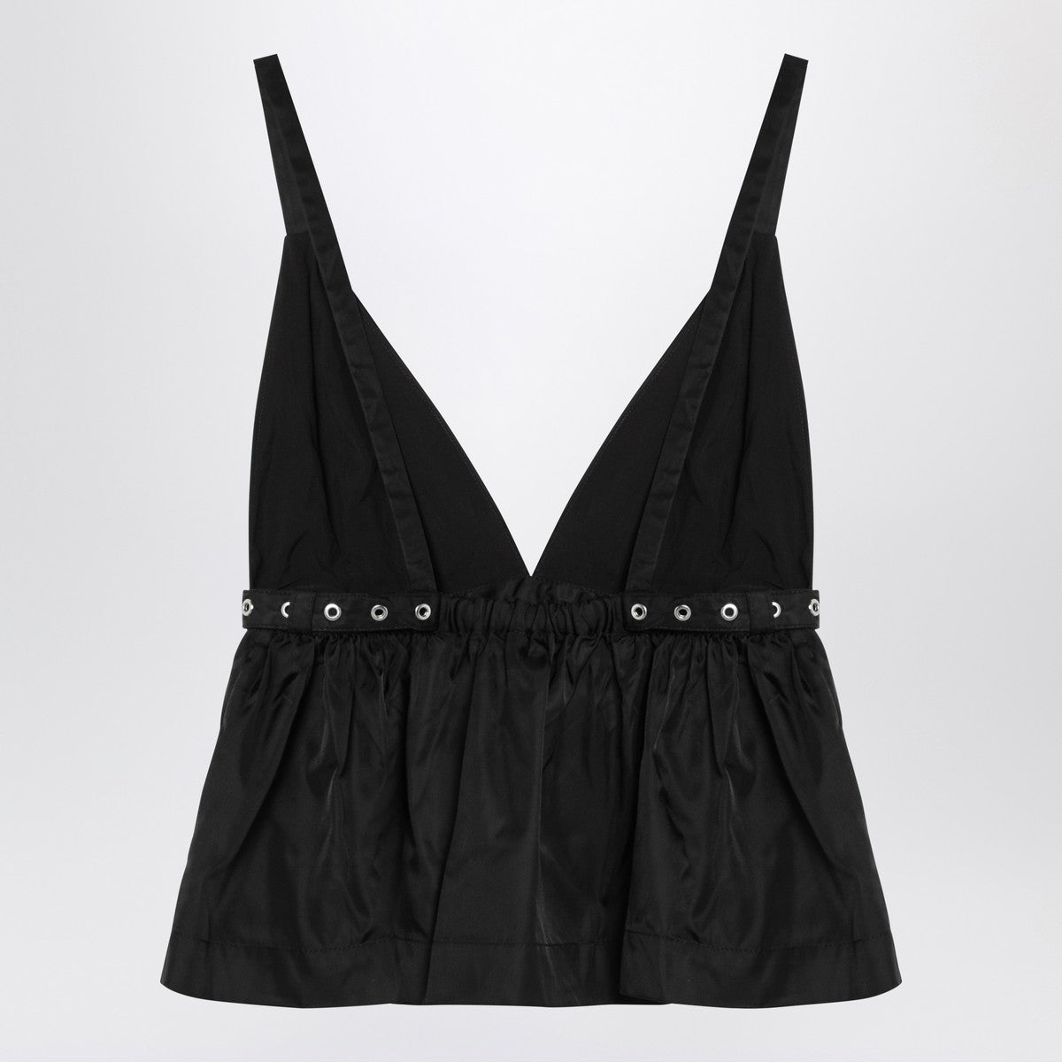 GANNI Black duchesse top with strap Ganni