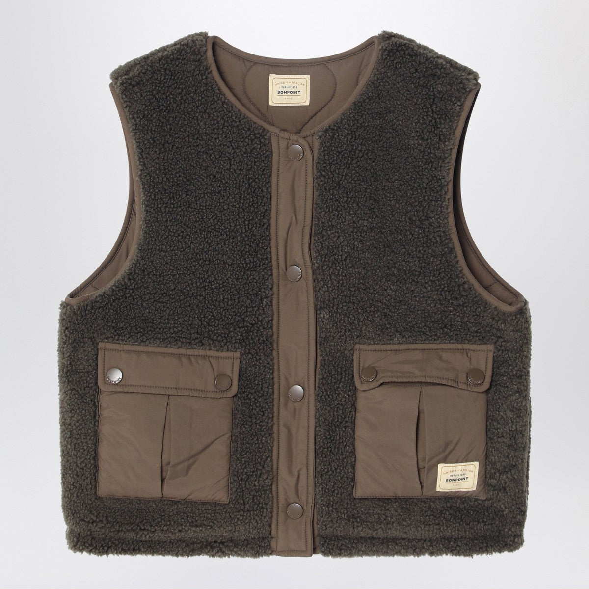 Bonpoint Reversible teddy and nylon brown gilet Bonpoint