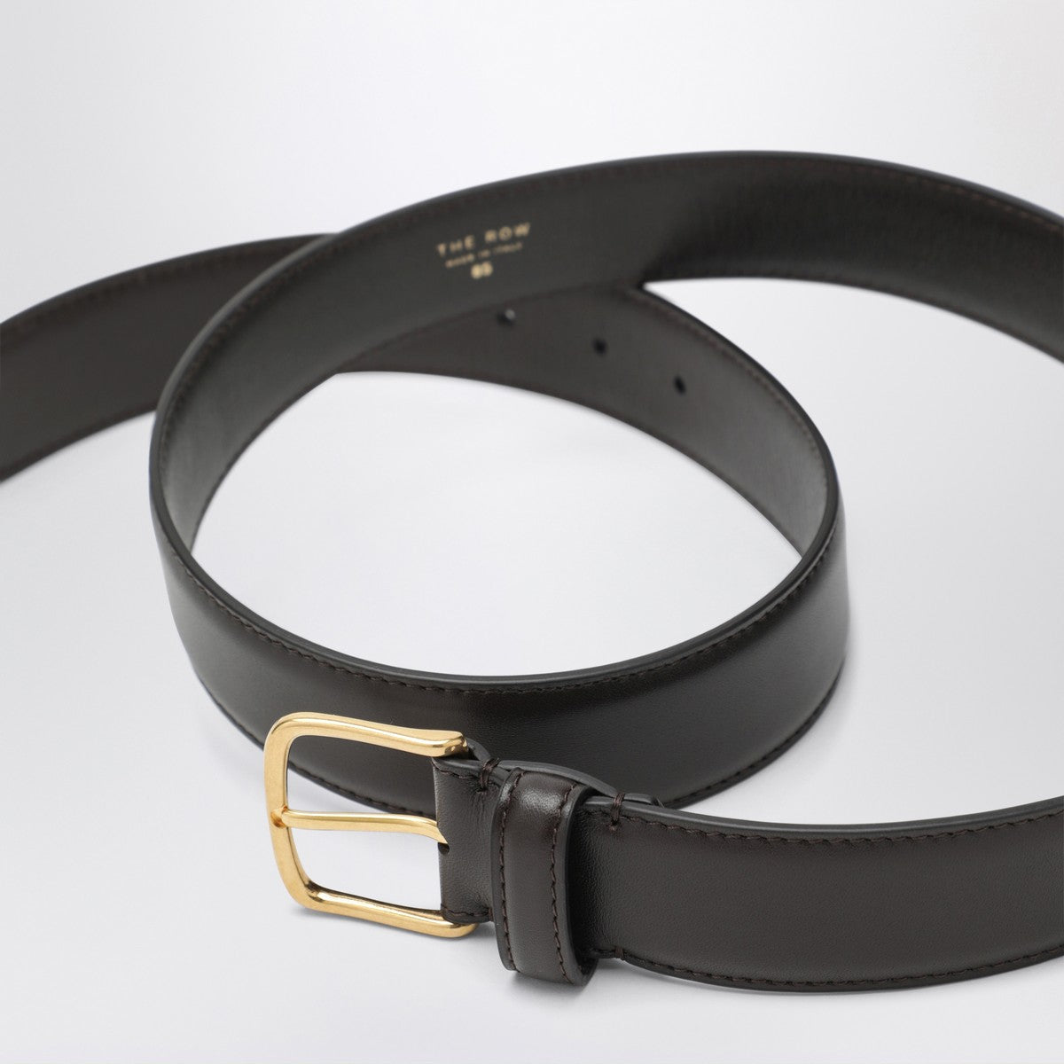 The Row Brown leather belt with buckle The Row