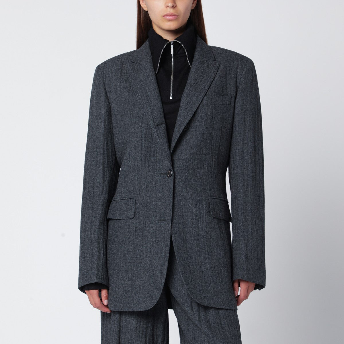 Our Legacy Grey wool-blend single-breasted jacket Our Legacy