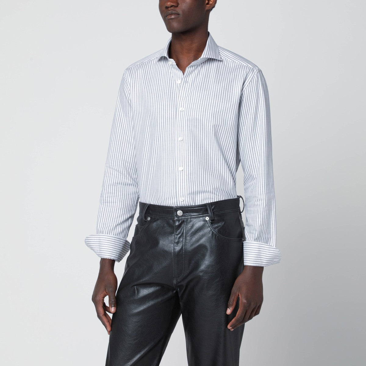 XACUS White striped Travel shirt Tailor Fit XACUS