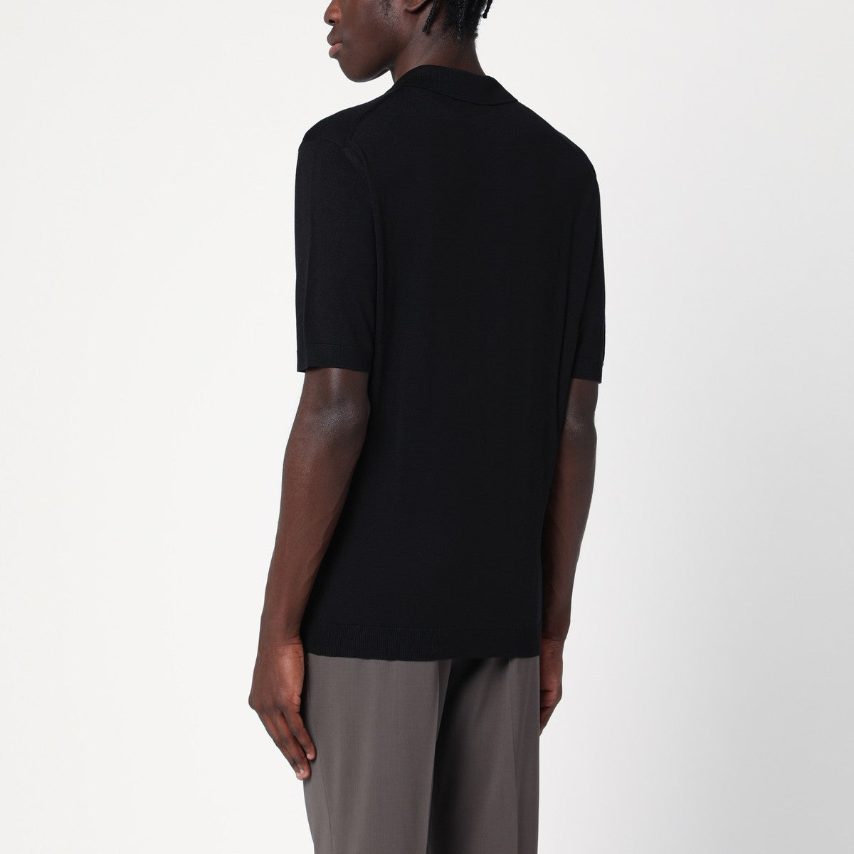 Tagliatore Black silk-blend polo shirt Tagliatore