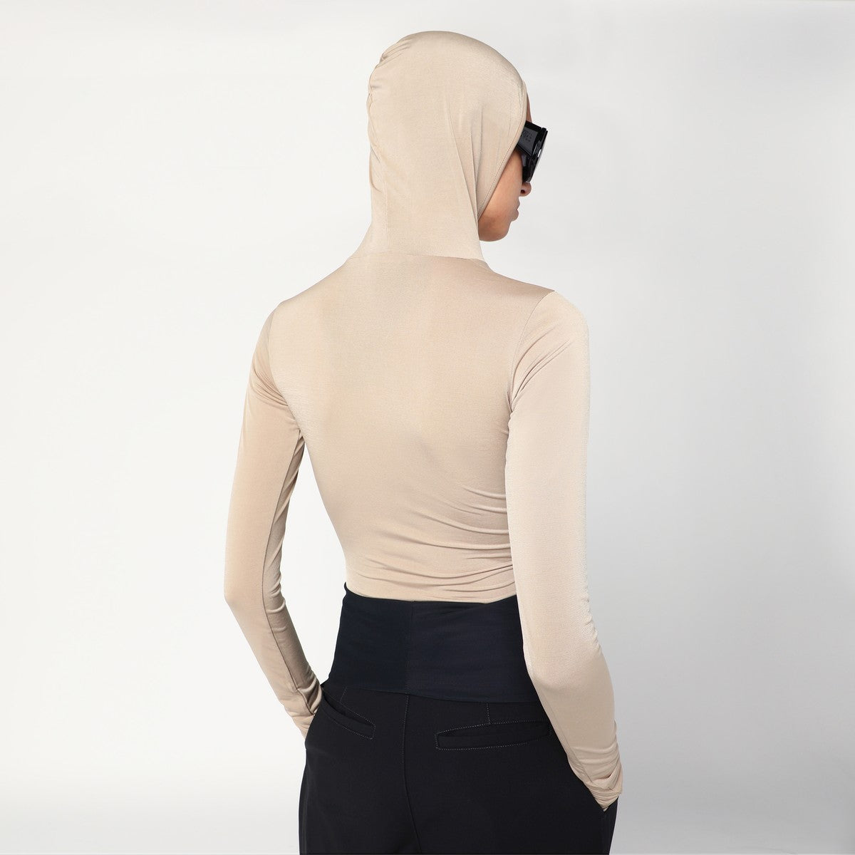 DARKPARK Billie hooded top in flesh colour Darkpark