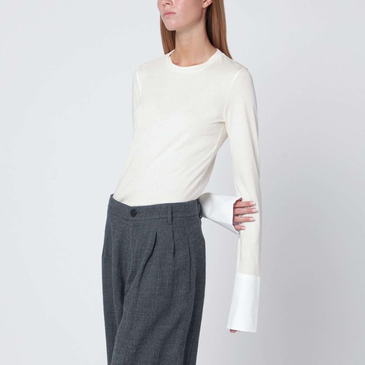 DARKPARK Ivory Nora jumper with shirt cuffs Darkpark