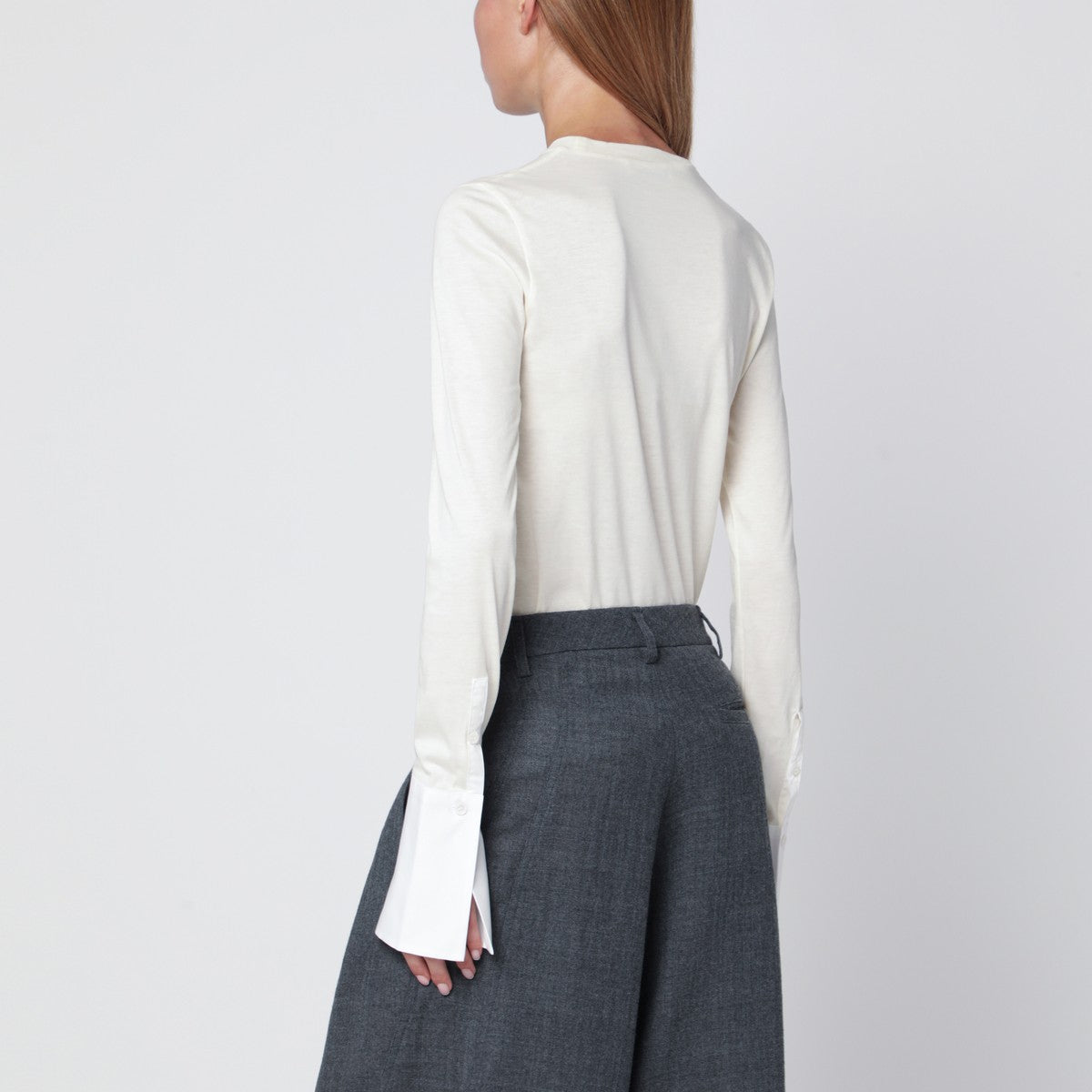 DARKPARK Ivory Nora jumper with shirt cuffs Darkpark