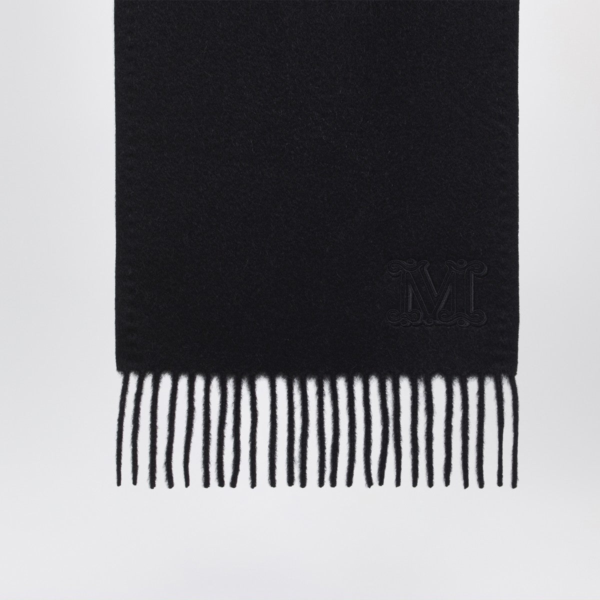 Max Mara Black camel scarf with Monogram embroidery Max Mara