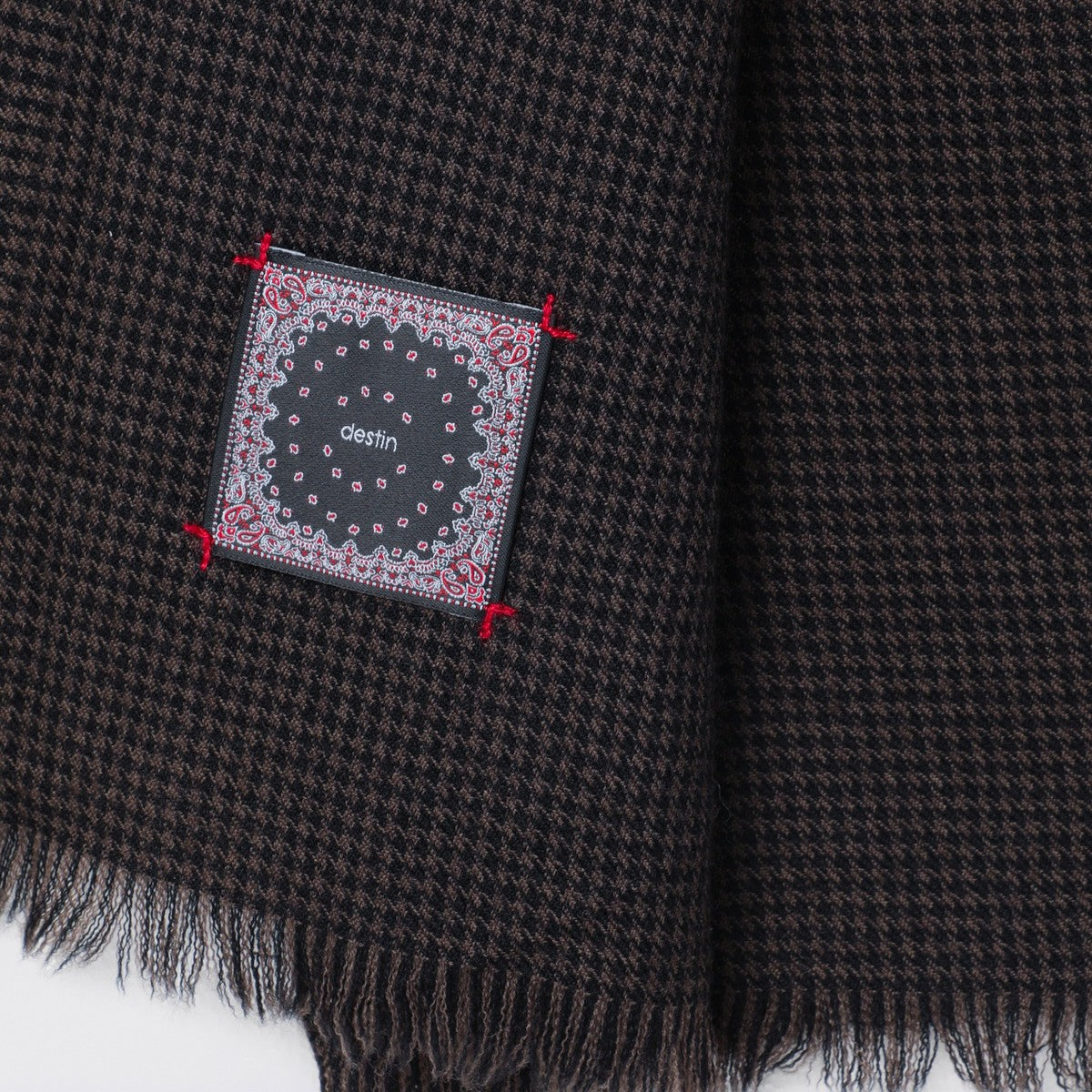 Destin Black/beige check wool scarf Destin