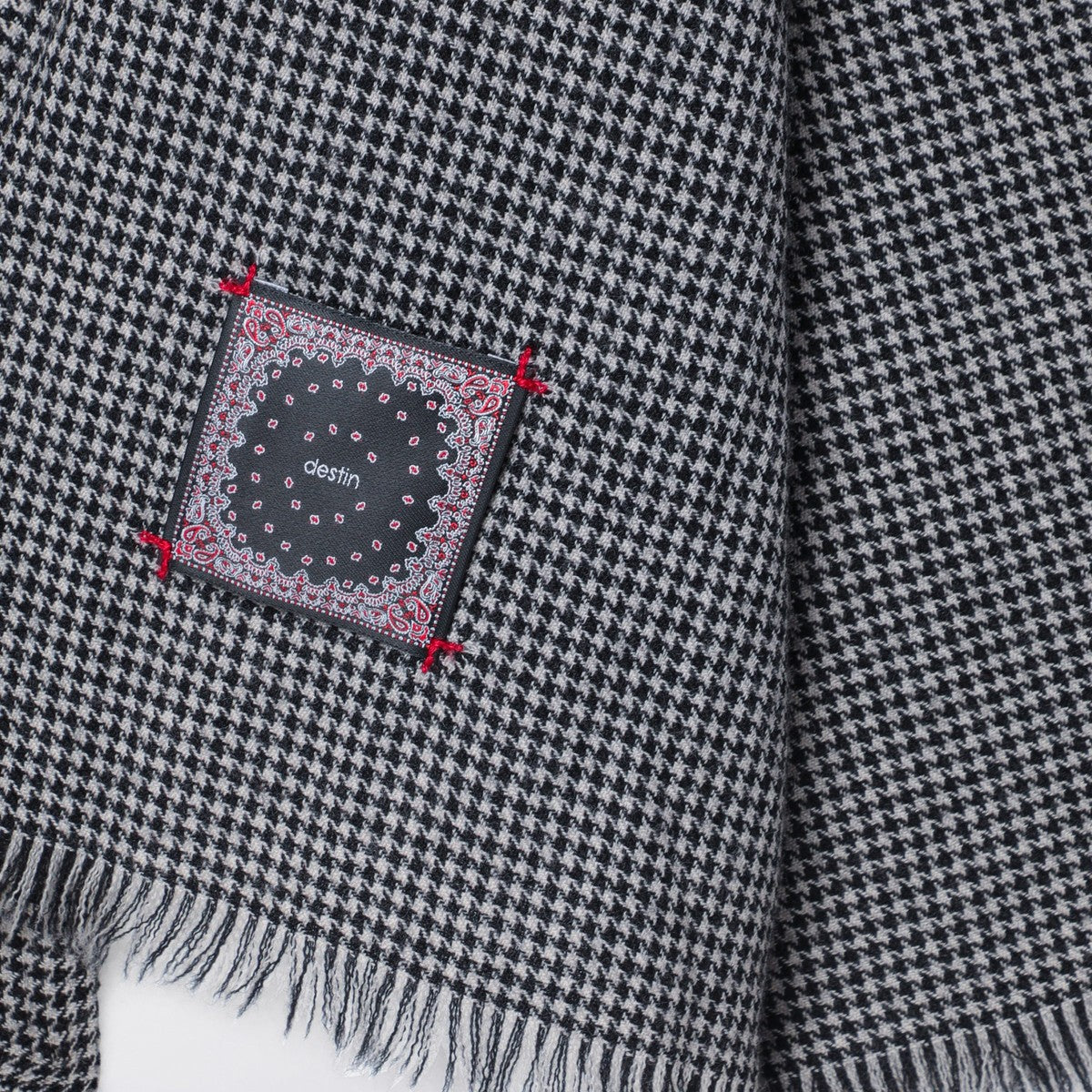 Destin White/black check wool scarf Destin