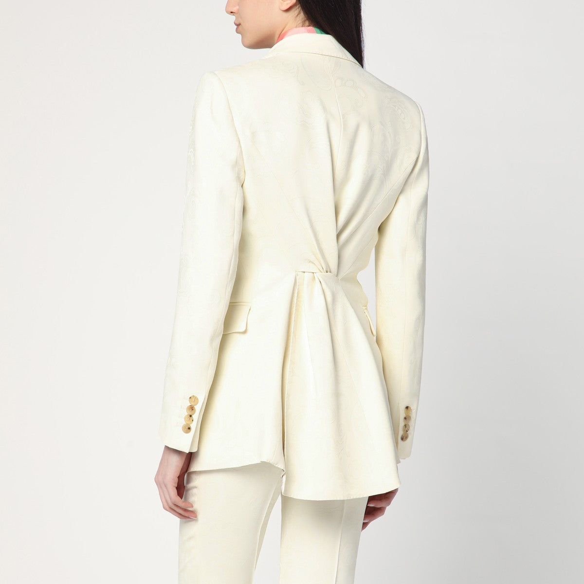 ETRO White jacquard jacket with crossover detail Etro