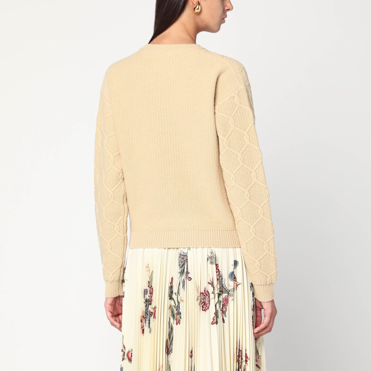 ETRO Beige wool sweater with embroidery Etro