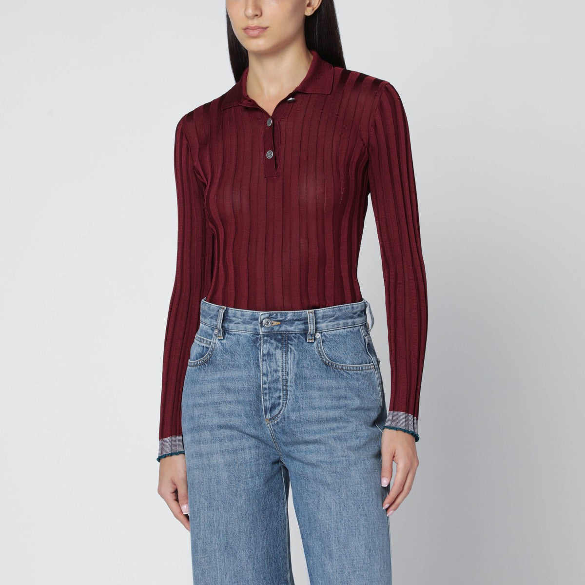 ETRO Ribbed burgundy polo Etro