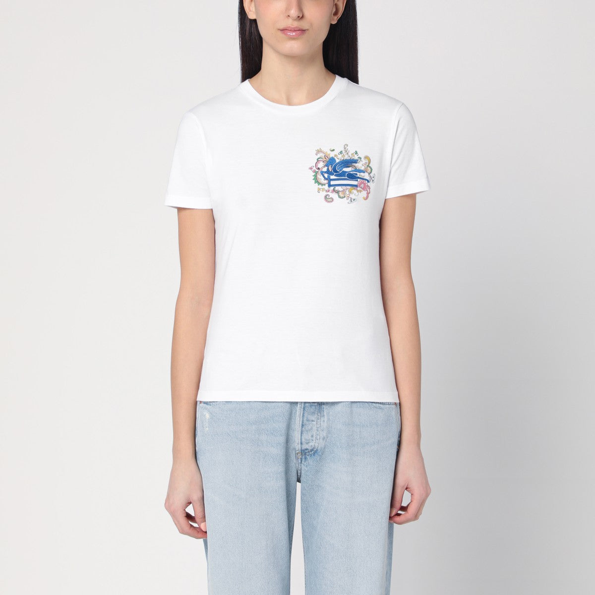 ETRO white T-shirt with logo embroidery Etro