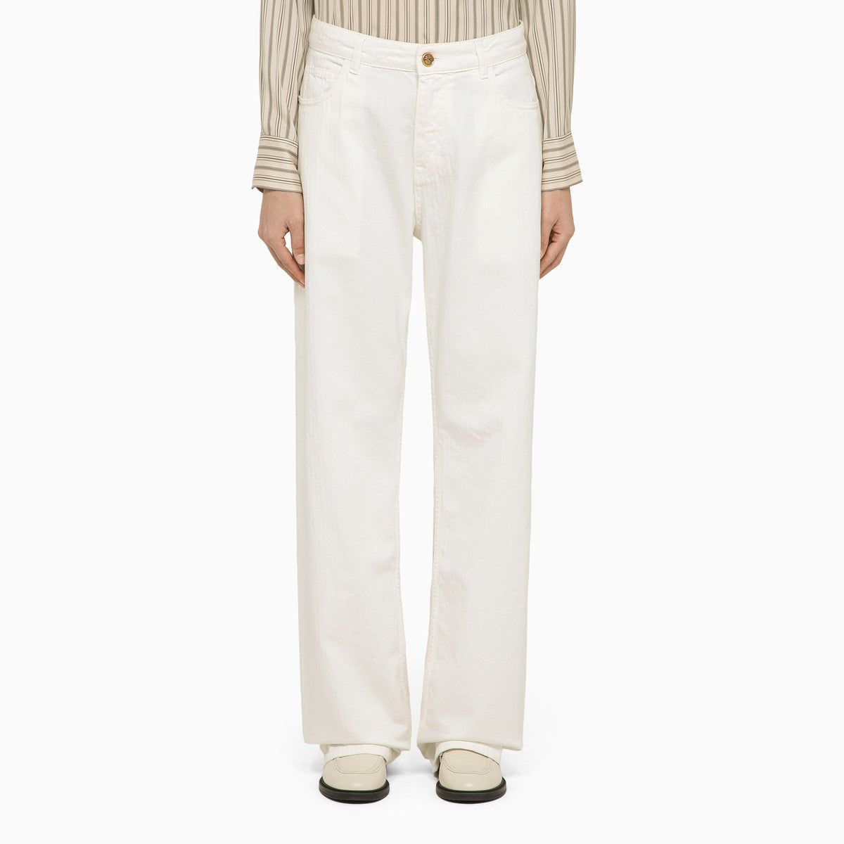 ETRO White denim baggy jeans Etro