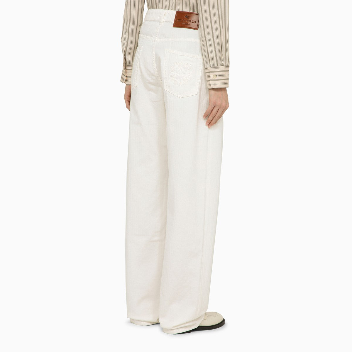 ETRO White denim baggy jeans Etro