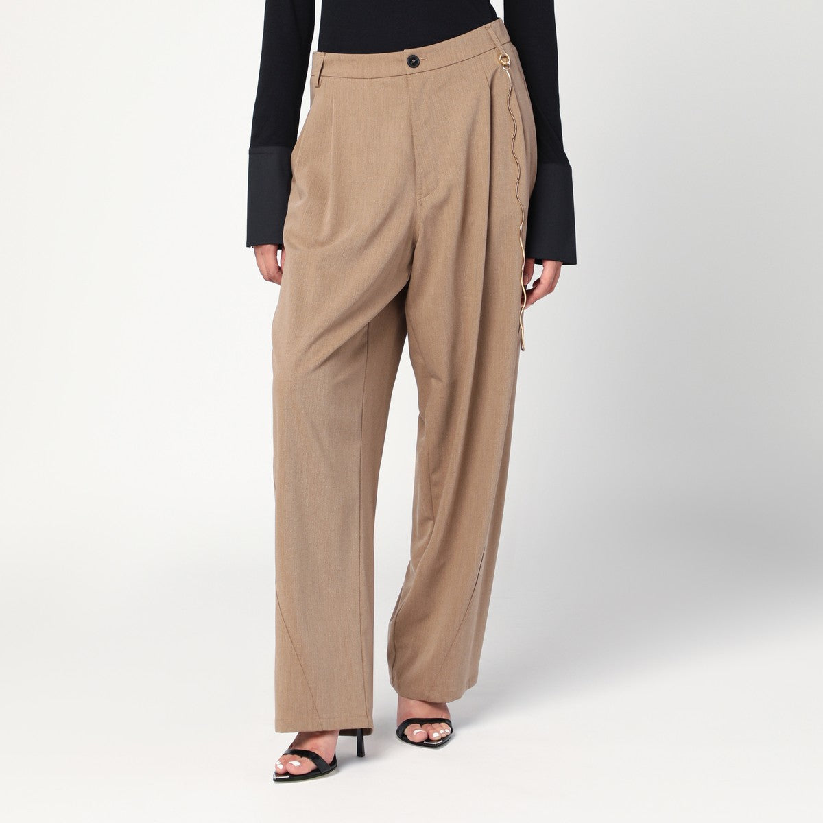 DARKPARK Phebe beige trousers with chain Darkpark