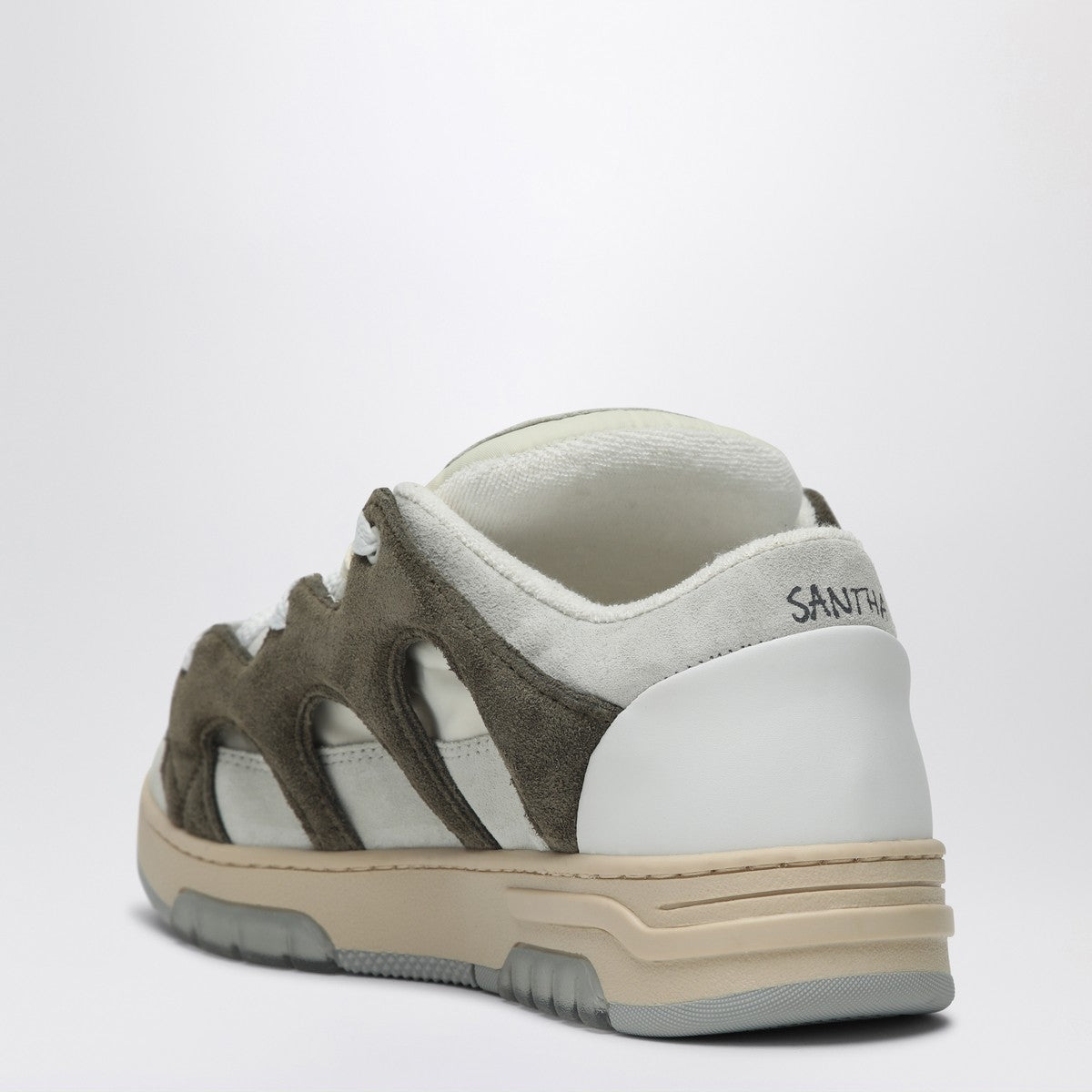 Santha Model 1 dark green/white mesh and suede sneaker Santha