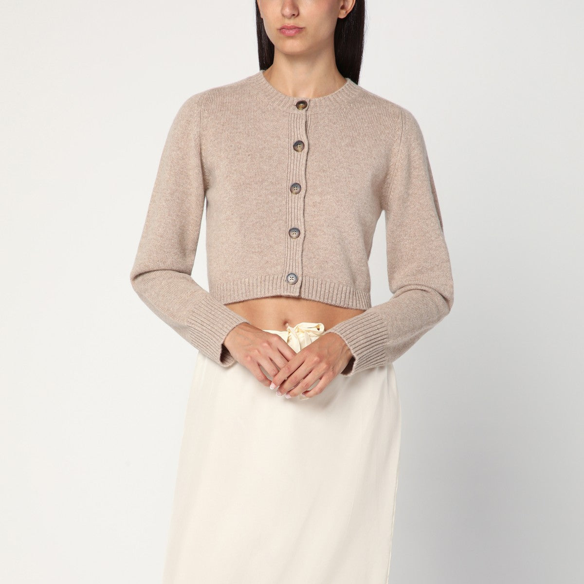 LouLou De Saison Beige cropped cardigan in cashmere LouLou De Saison
