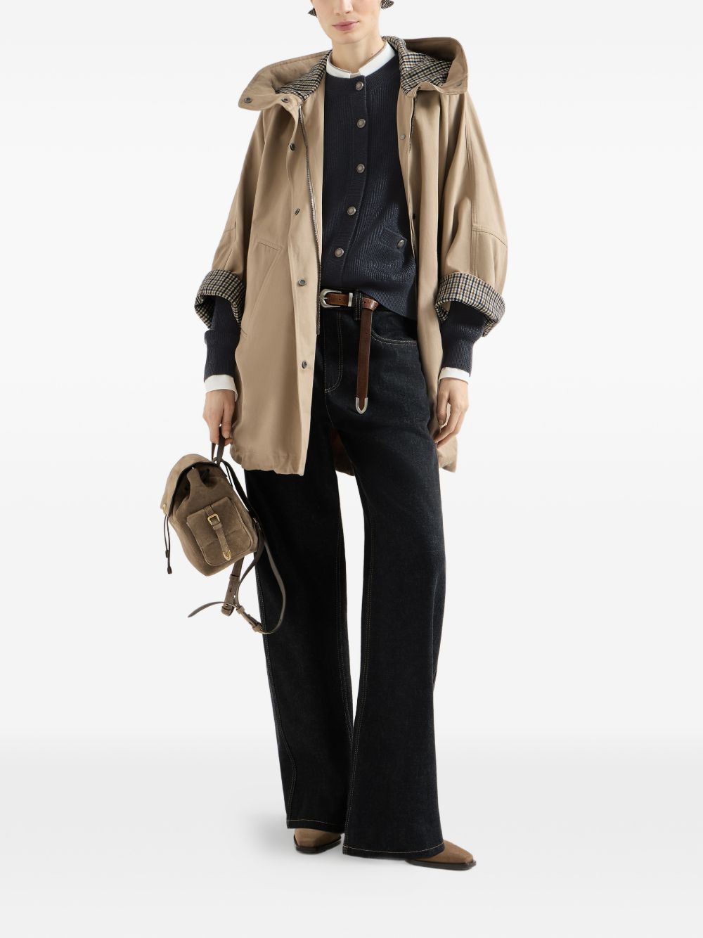 COTTON AND LINEN BLEND PARKA COAT