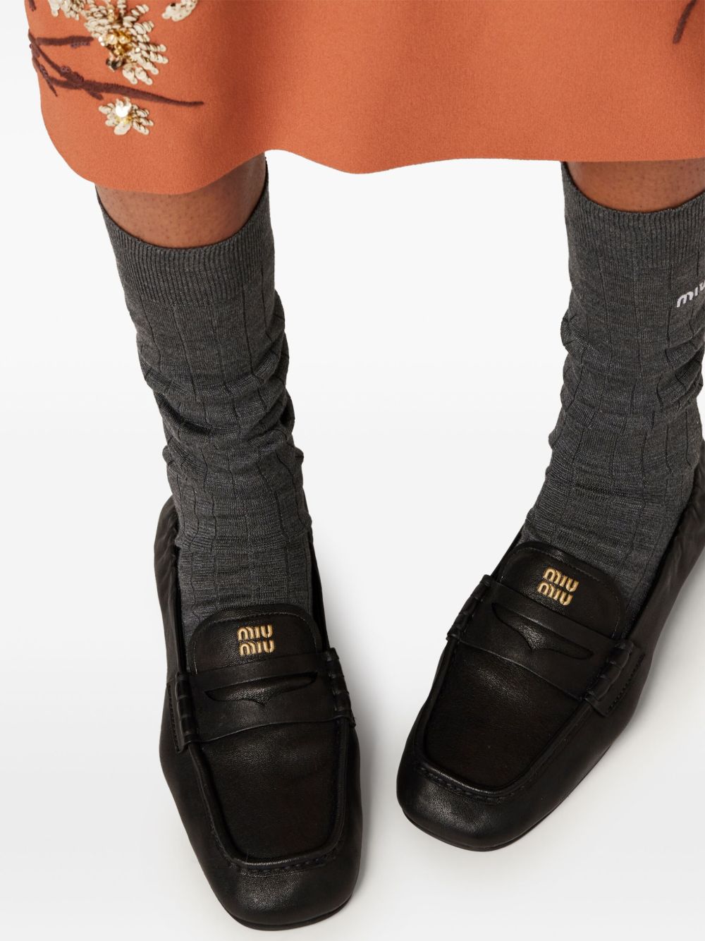 RUCHES LEATHER LOAFERS