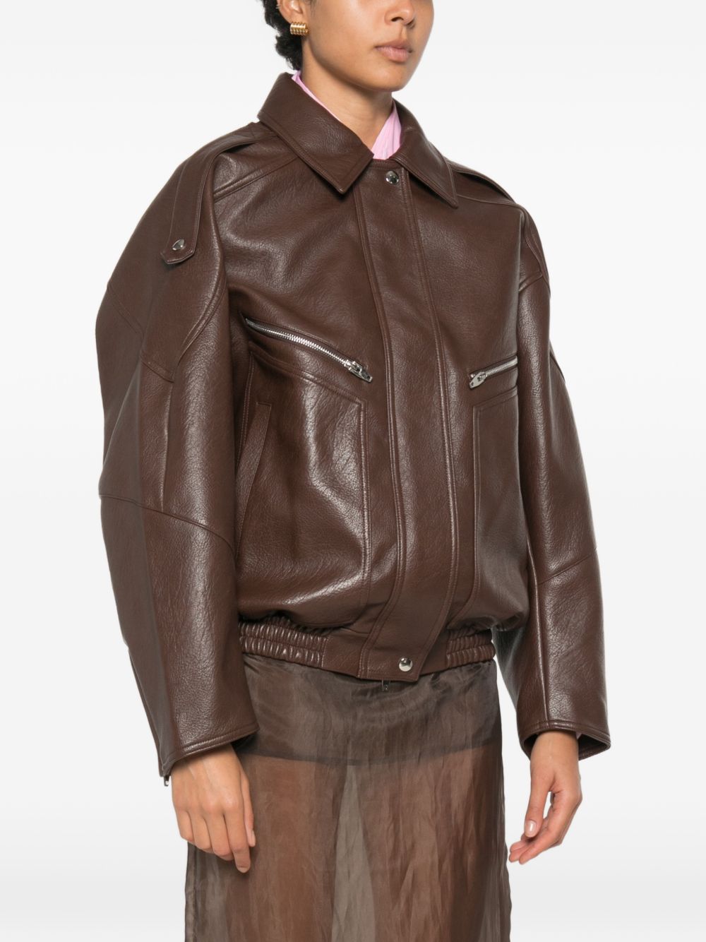 HUDSON FAUX LEATHER BOMBER JACKET