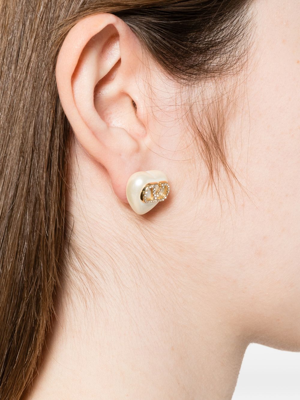 VLOGO SIGNATURE STRASS PEARL EARRINGS