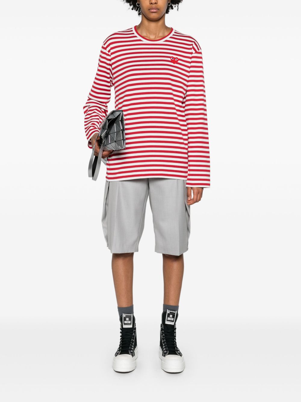 RED HEART STRIPED COTTON T-SHIRT