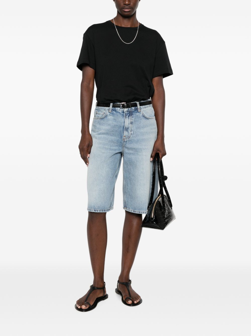 DENIM COTTON BERMUDA SHORTS
