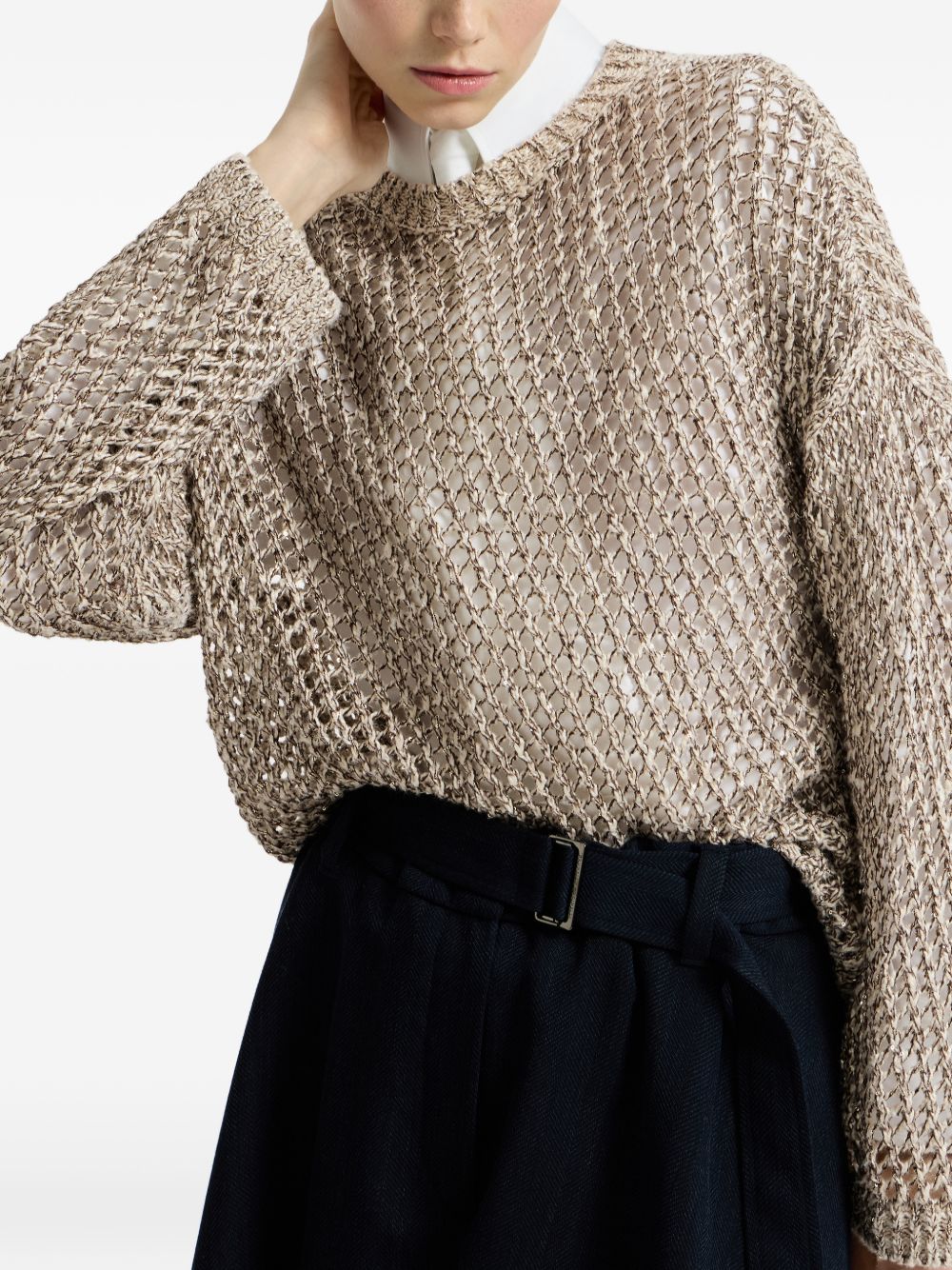 WOOL AND SILK CREWNECK SWEATER