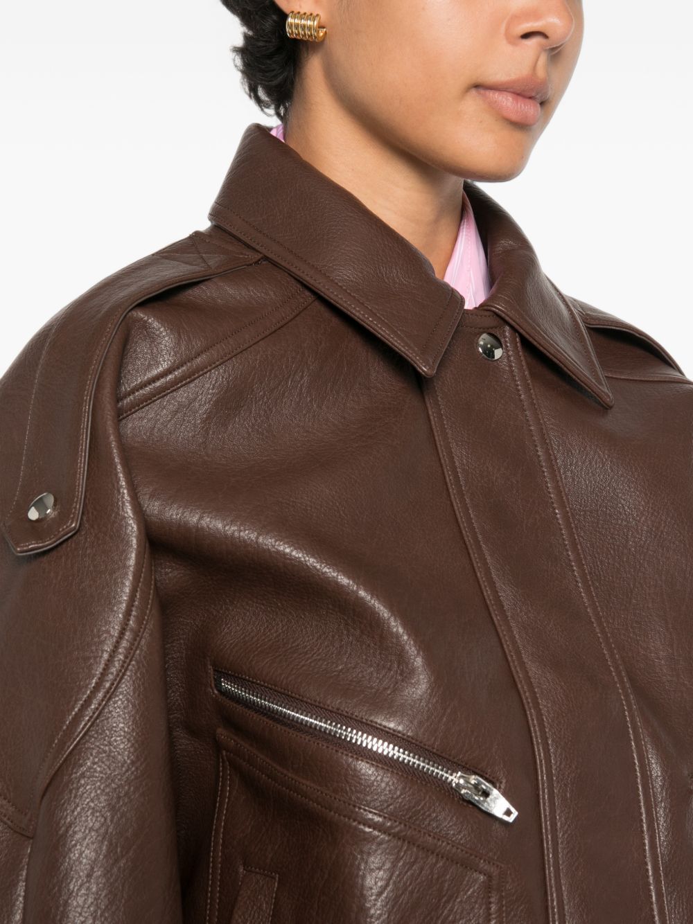 HUDSON FAUX LEATHER BOMBER JACKET