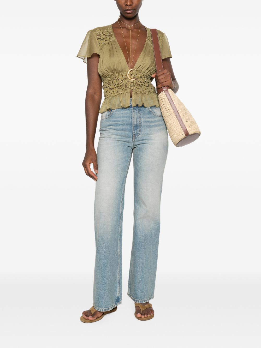 FLARED LEG DENIM JEANS