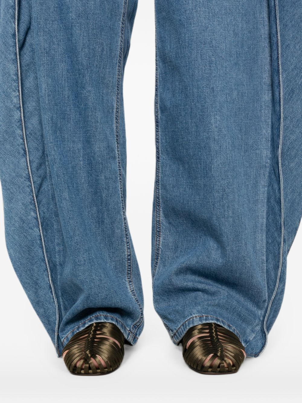 DRAPED DENIM JEANS